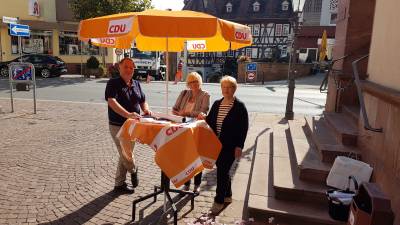 Birgit Heitland CDU Lnadtagskandidatin am CDU Infostand